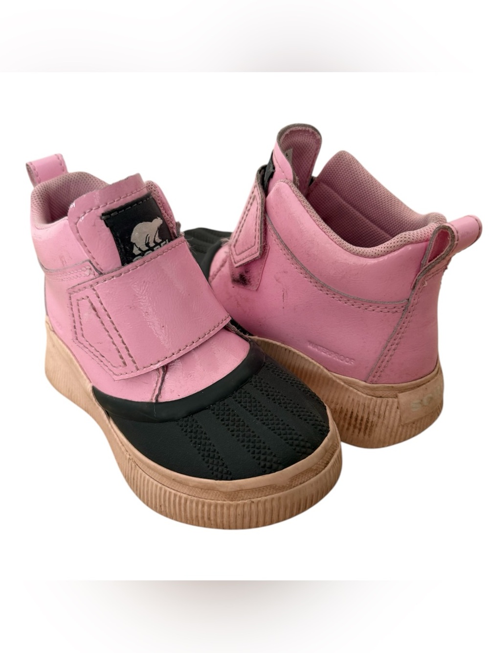 SOREL Toddlers size 12 Out N About IV Strap Waterproof Boots Pink Flare Duck